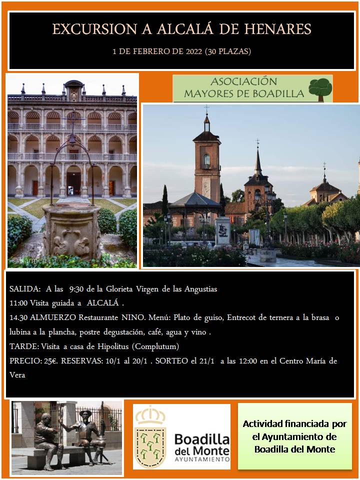 EXCURSI�N DE ALCAL� DE HENARES (1 FEBRERO 9:30 H)