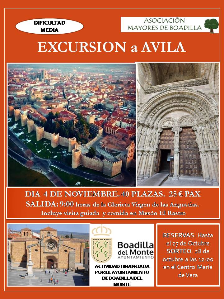 EXCURSI�N A �VILA (4 DE NOVIEMBRE, 9:00h)